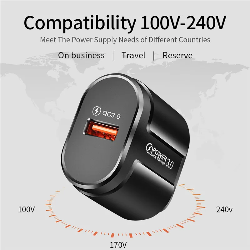 USLION Quick Charge QC 3 0 USB EU US зарядное устройство для iPhone Samsung Xiaomi универсальная Быстрая