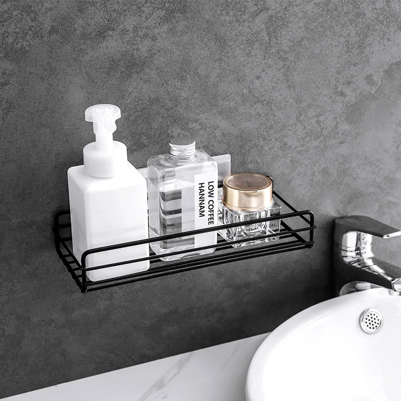 

Bathroom Shelf No Hole Nail-free Iron Multifunctional Kitchen Toilet Sink Wall Mounted Storage Rack
