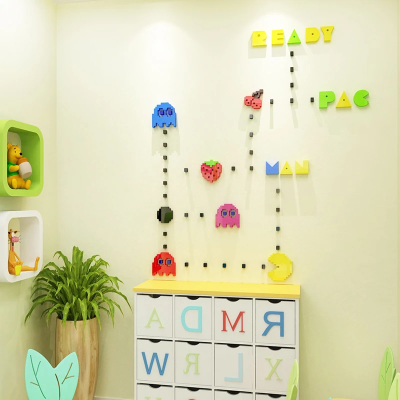 WS41 мультяшная Пиксельная игра настенное украшение картина для детского сада