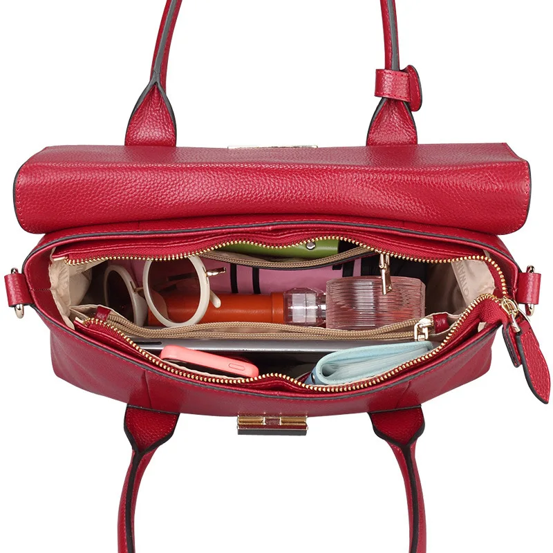 

2021 new leather handbags, big bags, ladies all-match handbags, first layer leather shoulder messenger bag