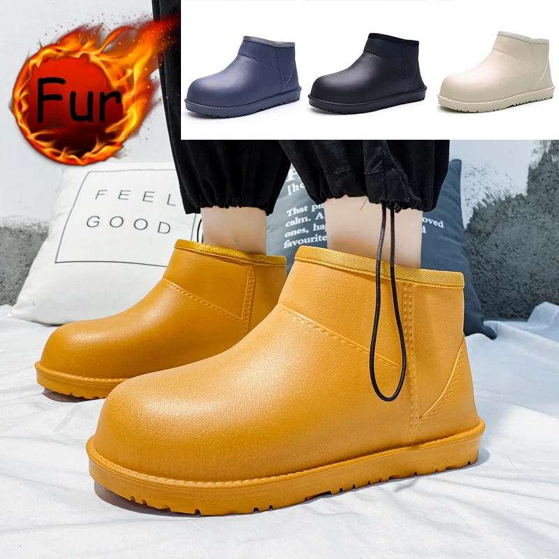 

Designer Men's Rain Snow Winter Ankle Boots for Men Sneakers Platform Chelsea Fashion Casual Boots Cotton Vulcanized Shoes 2021