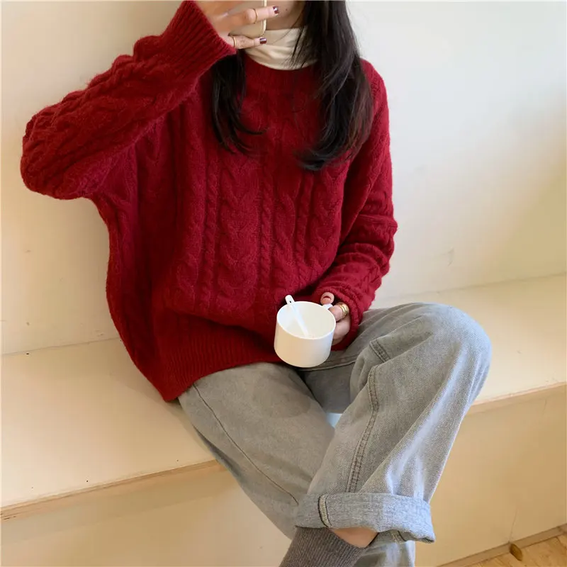 Alien Kitty Retro Fresh Loose Knitted Candy Color Casual 2020 Hot Thicken Autumn Vintage Solid Free Jumper Sweaters 3 Colors | Женская