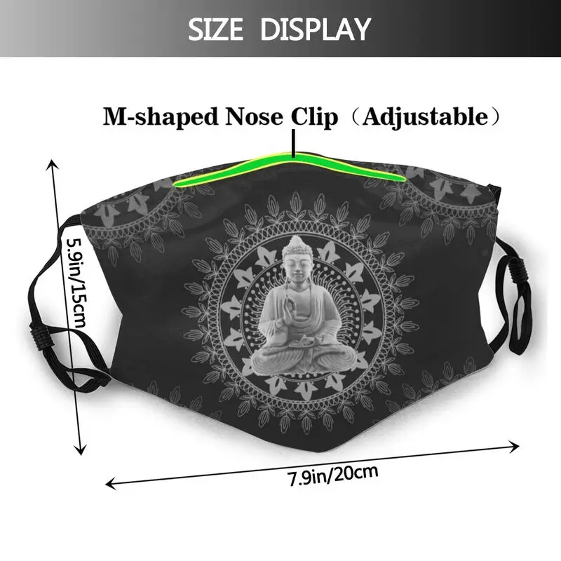 

Buddha Meditation Spiritual Mouth Face Mask Adult Buddhism Mandala Anti Dust Haze Mask with Filters Protection Respirator Muffle