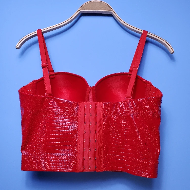 Сделан из искусственной кожи с узором крокодиловая кожа Топы на бретельках