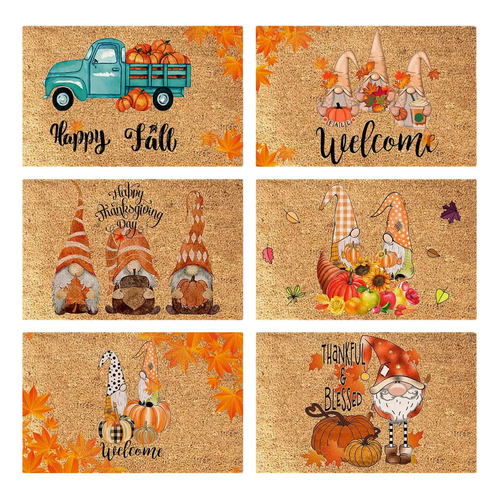 

Happy Halloween Decoration Pumpkin Gnomes Bat Decorative Doormat Durable Skidproof Floor Mat Switch Mat For Indoor Outdoor