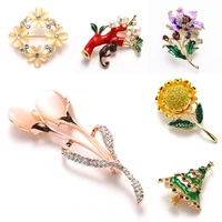 lily sunflower brooch pins for women bling pearl bead tree brooches glitter cherry blossoms jewelry wedding party bijoux gift