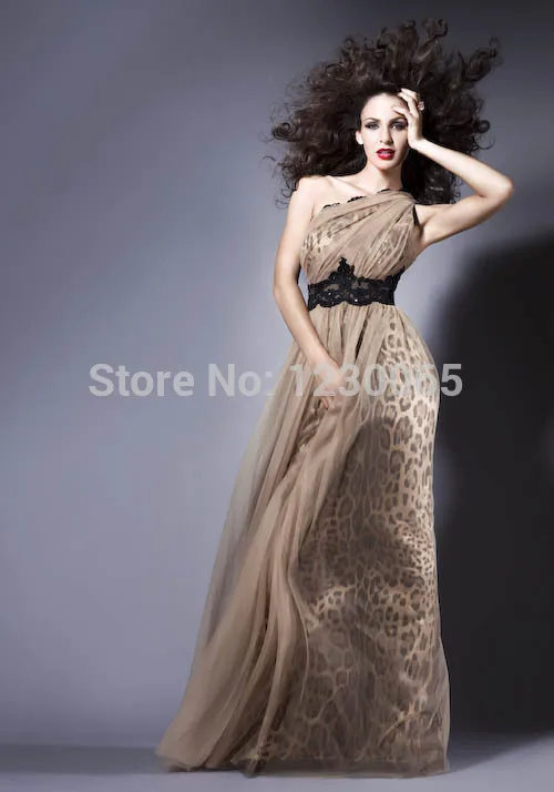 

Sexy Leopard 2018 Party Floor-Length Sashes One-Shoulder Sleeveless Natural Formal Evening prom gown mother of the bride dresses