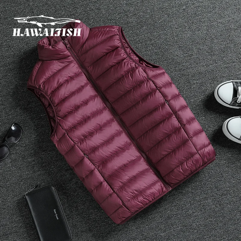 

HAWAIFISH Winter New Down Jacket Men's Vest Fashion Stand-up Collar Waistcoat Light Down Vest Men's Sleeveless Jacket