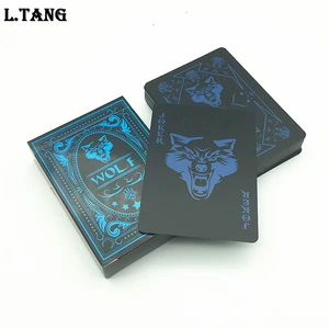 Черный водонепроницаемый пластик ПВХ игра комплекты карт волк классические фокусы покер креативный подарок S502