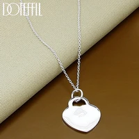 doteffil 925 sterling silver 18 30 inch chain heart pendant necklace for women man wedding engagement party charm jewelry
