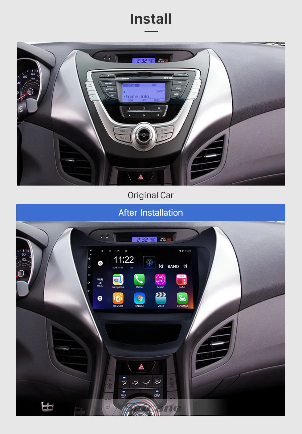 Seicane Android 9,0 автомобильный Радио мультимедийный плеер для 2011 2012 2013 hyundai Elantra поддержка 3g ТВ тюнер DVR 9 дюймов gps навигация
