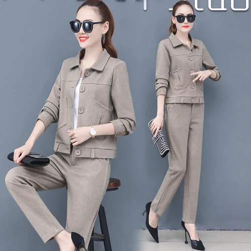 

Office Lady Women Two Piece Outfits Single Breasted Jacket&pants Ensemble Femme 2 Piece Sets Womens Outfits Woman Suit