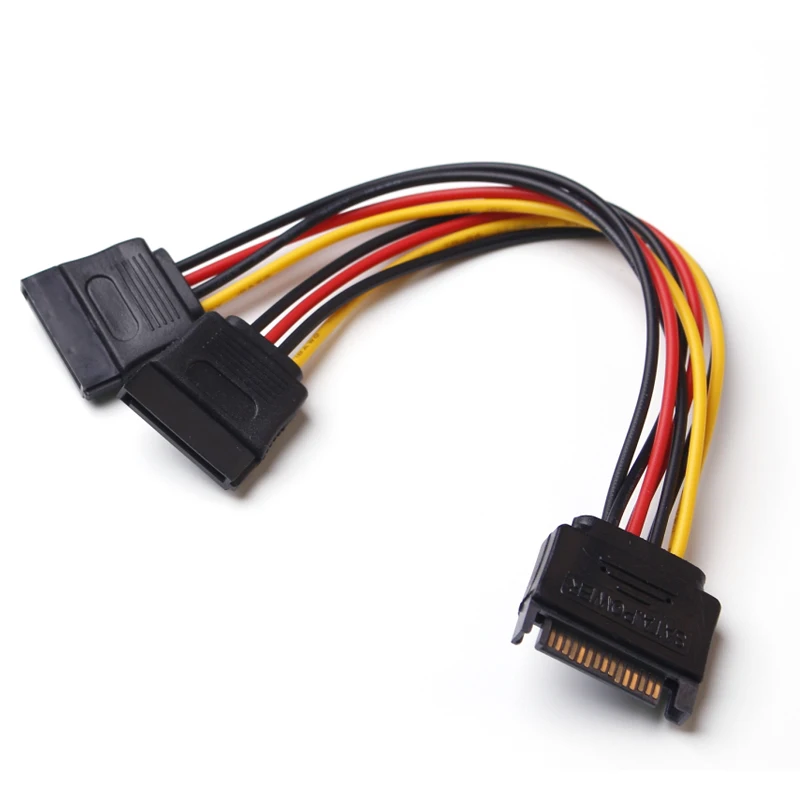 SATA 15pin сплиттер питания кабель 15 Pin штекер для последовательного ATA x 2 Female Y жесткий