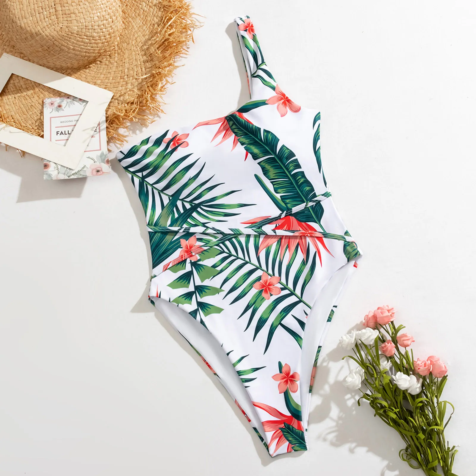 

2021 Bikinis Bikini Women Plus Size Swimwear Push Up Padded Mesh Splicing Bikini One Piece Swimsuit