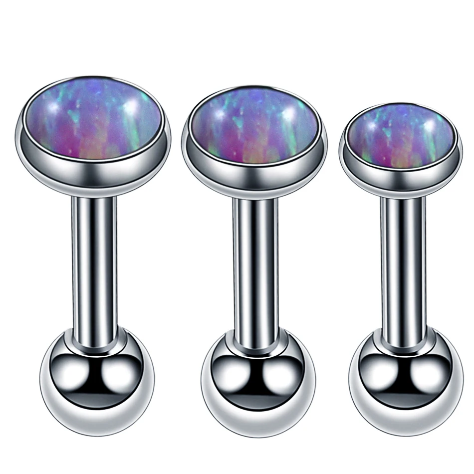 3 шт./лот Нержавеющая сталь Серьги Для Пирсинга Ушей из опалового камня