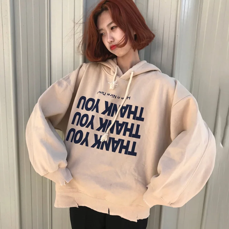 Harajuku толстовки с капюшоном и буквенным принтом, Зимние Повседневные флисовые толстовки с капюшоном большого размера, женское плотное пальто, студенческие пуловеры с длинным рукавом