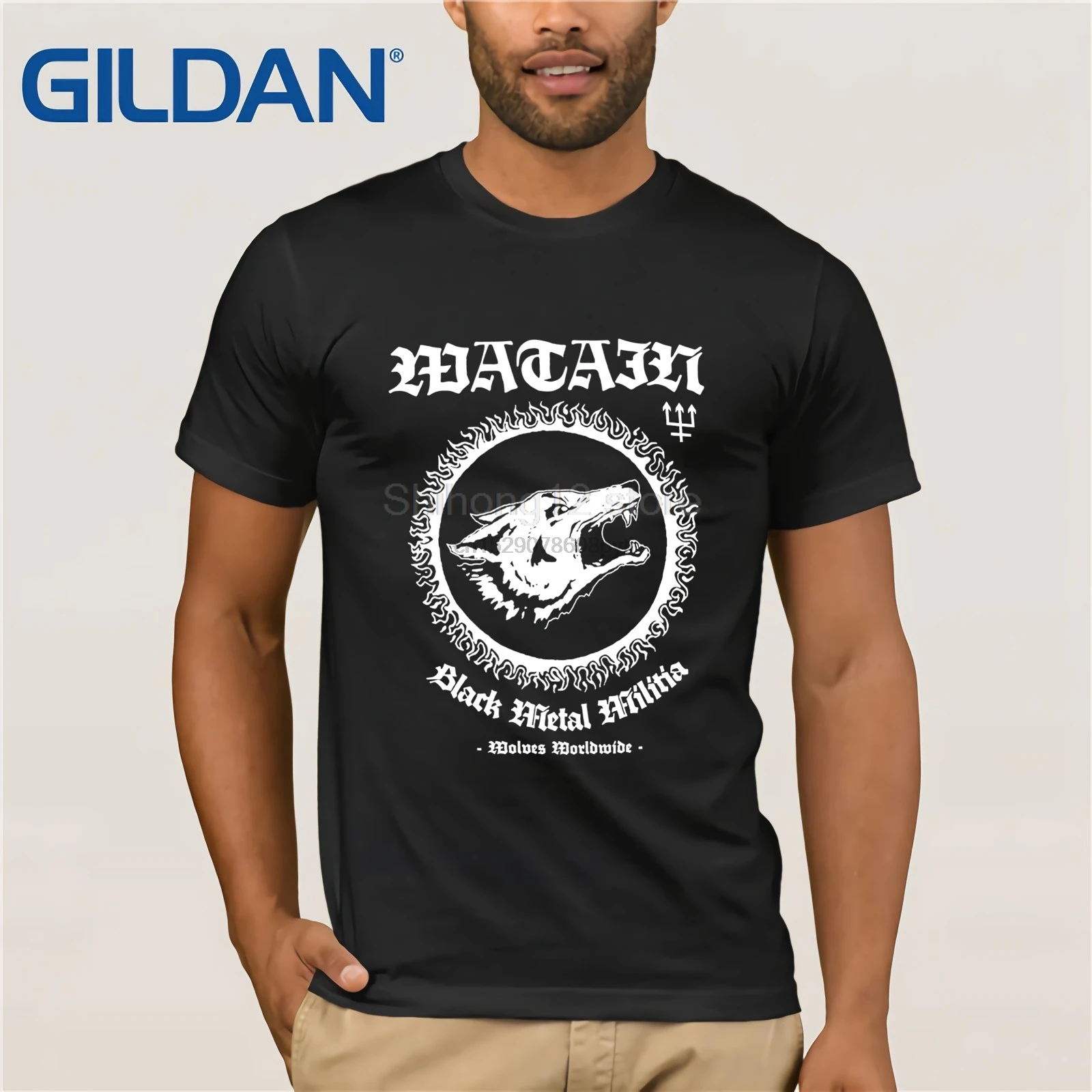

Casual Short Sleeve Shirt Tee Authentic Watain Black Metal Militia Wolves Worldwide T Shirt S M L Xl 2Xl New