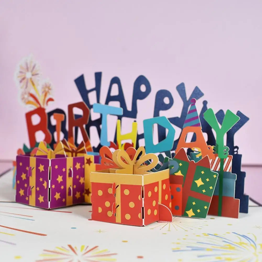 

Lightweight Creative Hidden Design Birthday Card Paper Holiday Card 3D for Home