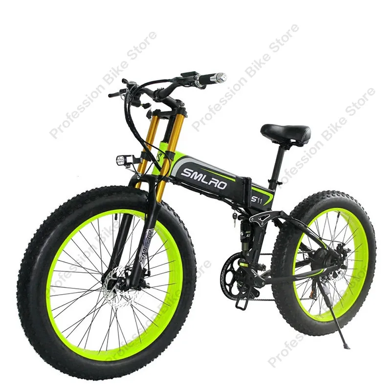 Online SMLRO S11PLUS1 Erwachsene 26 Zoll Elektrische 1000W 48V 21 Geschwindigkeit Fahrrad Ebike Faltbare Berg Fett Bike E-fahrrad Strand Snowmobie Mtb