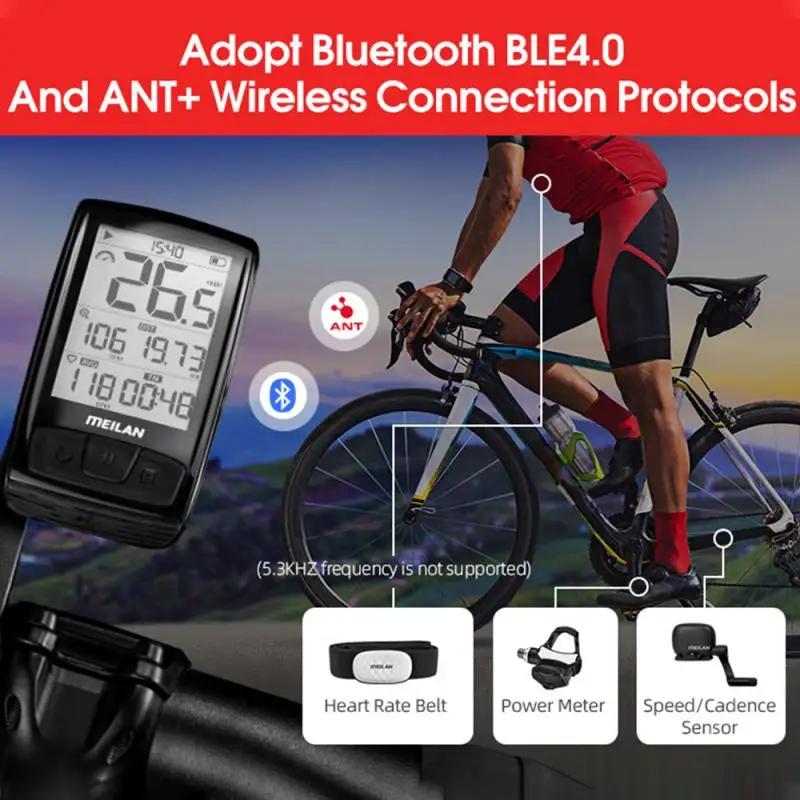 

GPS Bicycle Computer Wireless Waterproof Bike Speedometer ANT+ Bluetooth Cycing Odometer Pedal Frequency Sensor Bike Accessories