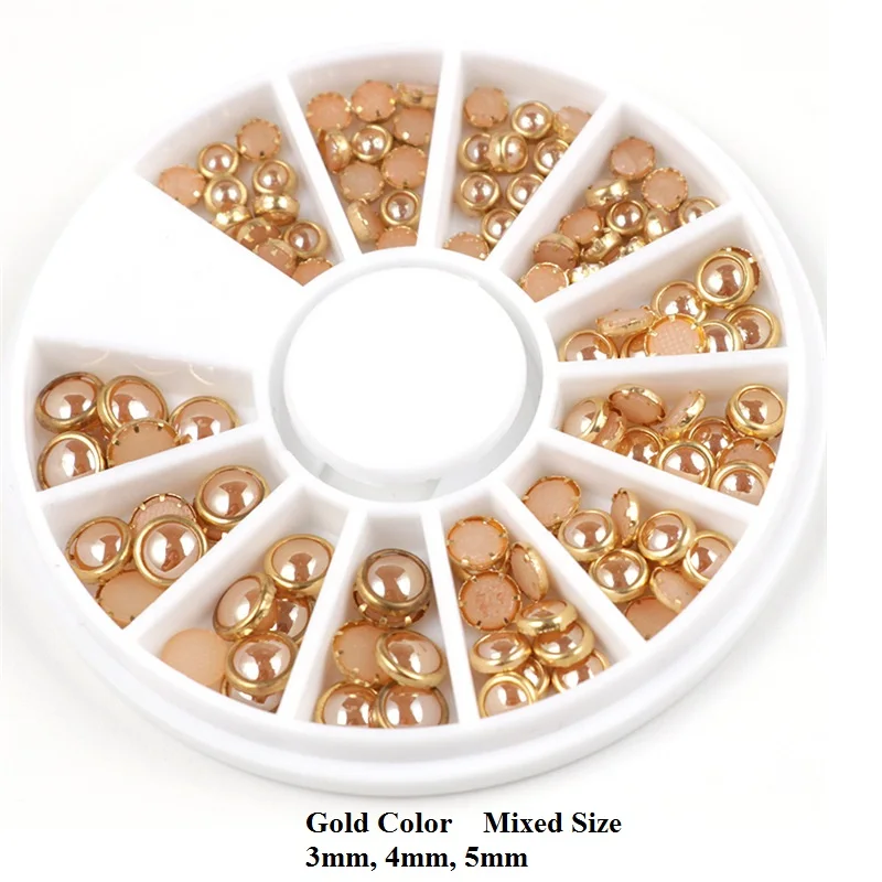 3D Nail Beads AB бежевые Металлические Edge Glitter Стразы для упаковки ногтей Подвески из