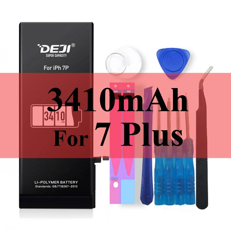 3410mAh For 7 Plus Deji Аккумулятор для Apple iPhone 5S SE 6 6s 7 4s 5 8 X SE 6Plus 6sPlus 8Plus Plus iPhone7 1430mAh-3410mAh сменный литий-полимерный батарея+бесплатный инструмент для Apple iPhone 5s SE 6 6s 7 Мобильный телефон батарея - Цвет: 3410mAh For 7 Plus