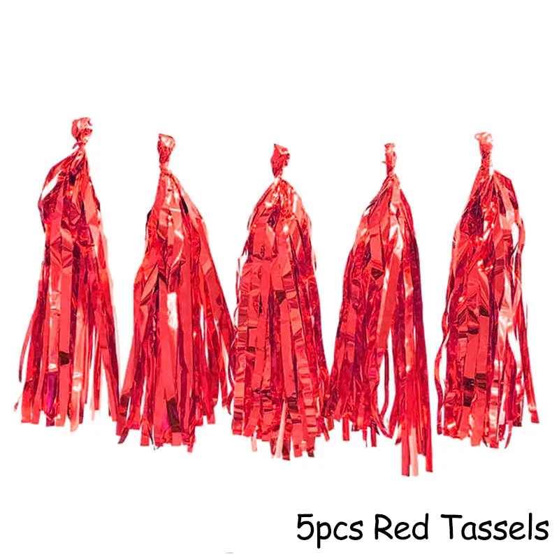 5pcs Tassels Фоторамка с новогодним декором воздушные шары из фольги новогодние Вечерние Декорации шариковые шары с цифрами - Цвет: 5pcs Tassels