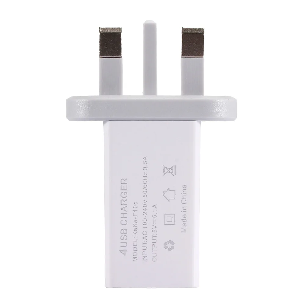 4USB зарядное устройство 5.1A мобильный телефон планшет путешествия Быстрая зарядка зарядная головка стандарты США европейские правила британское зарядное устройство