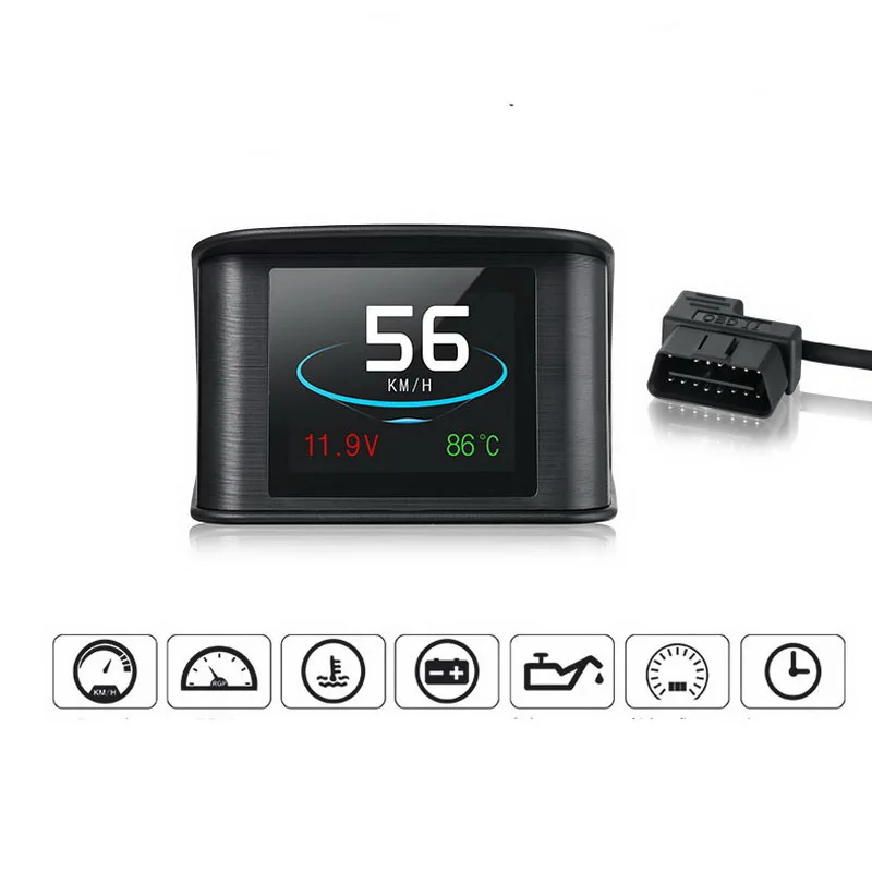 CARCHET 2,2 дюймов P10 HUD Дисплей дисплей OBD компьютер спидометр цифровой светоотражающий проектор датчик температуры диагностический инструмент