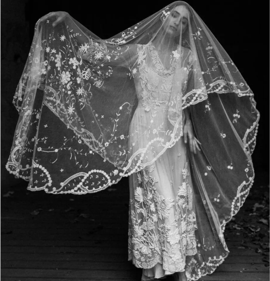 

Stunning 4M Long Bridal Veils with Lace Appliques Cover Face Wedding Veil Vestido De Noiva Longo Custom Made