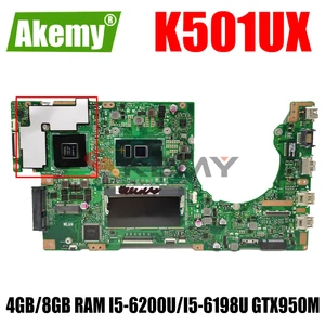 akemy k501ux for asus k501ux k501ub original mainboard ddr3 4gb8gb ram（sent at random） i5 6200ui5 6198u gtx950m edp free global ship