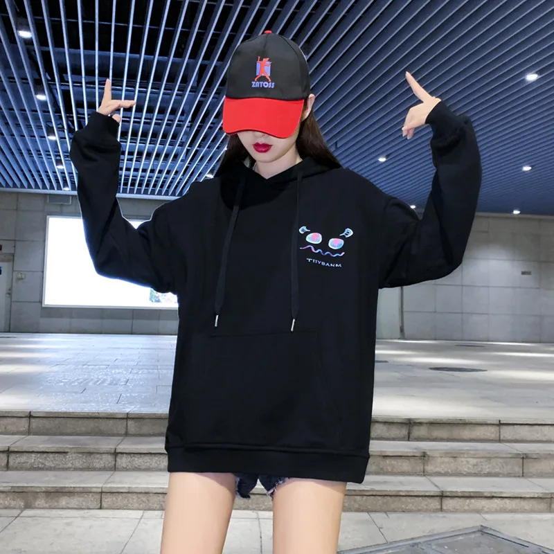 

Donsignet Fashion Women's Sweater New Spring Casual Hooded Collar Pullover Printing Loose Oversized Knitted Long-sleeved Sweater