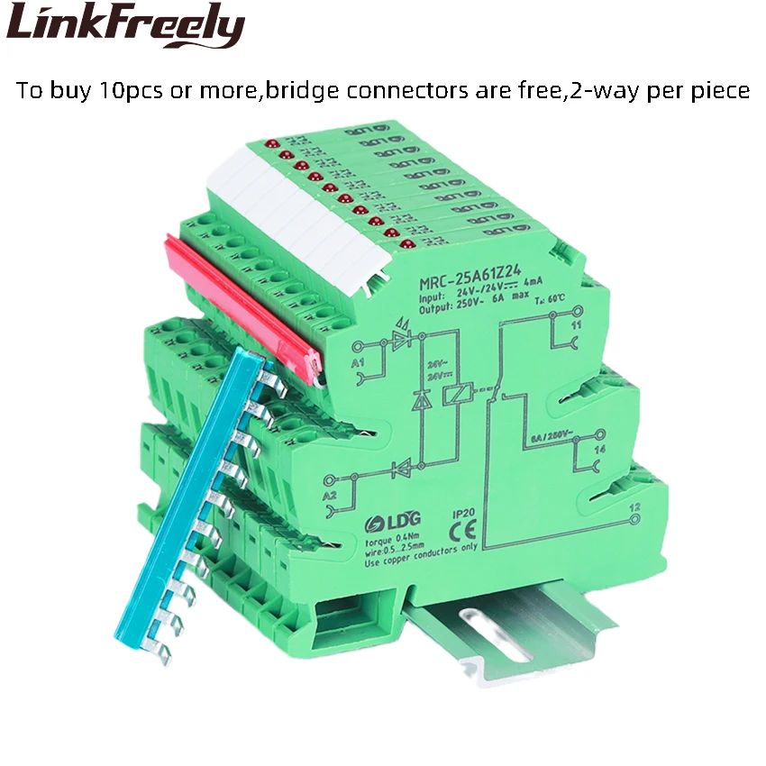 10 шт. плата модуля реле контакта электромагнитного тока 24 В переменного вход 6 А 250