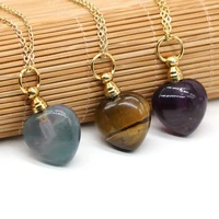 natural stone perfume bottle pendant necklace heart shape pendant necklace for jewelry necklace gift size 22x33mm length 605cm