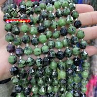 natural epidote stone beads faceted stone loose spacer beads for jewelry making diy making bracelets accessories 8mm 15 strand