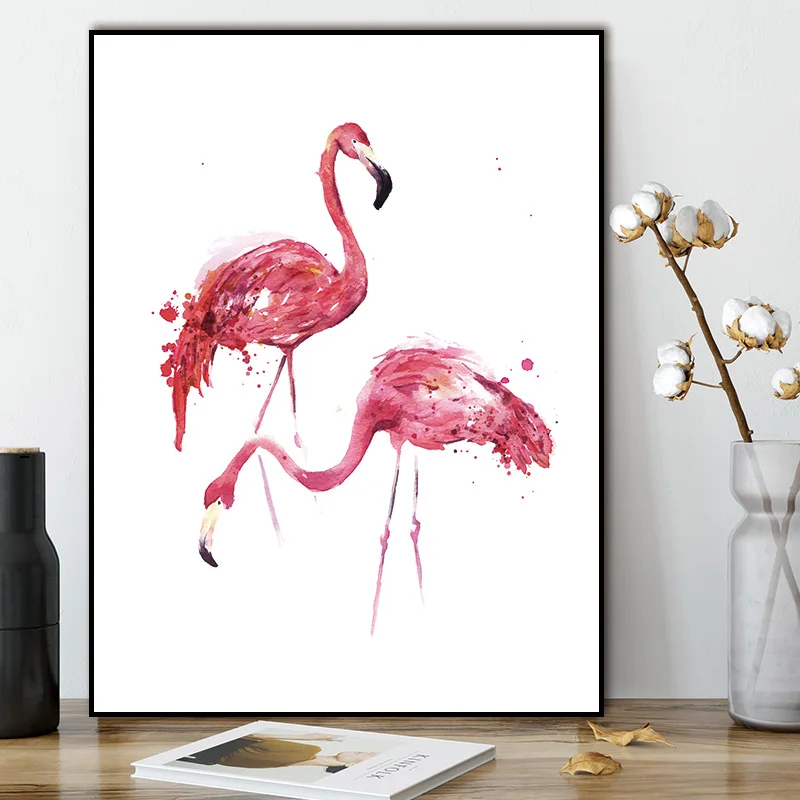 Conisi акварельный Фламинго Картина на холсте для стены скандинавские животные