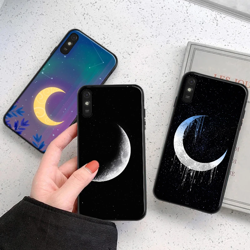 

Moon Stars Moonlight Silicone Phone Case For Xiaomi Redmi 7 7A 8 8A 9 9i 9AT 9T 9A 9C Note 7 8 8T 8 2021 Soft TPU Back Cover