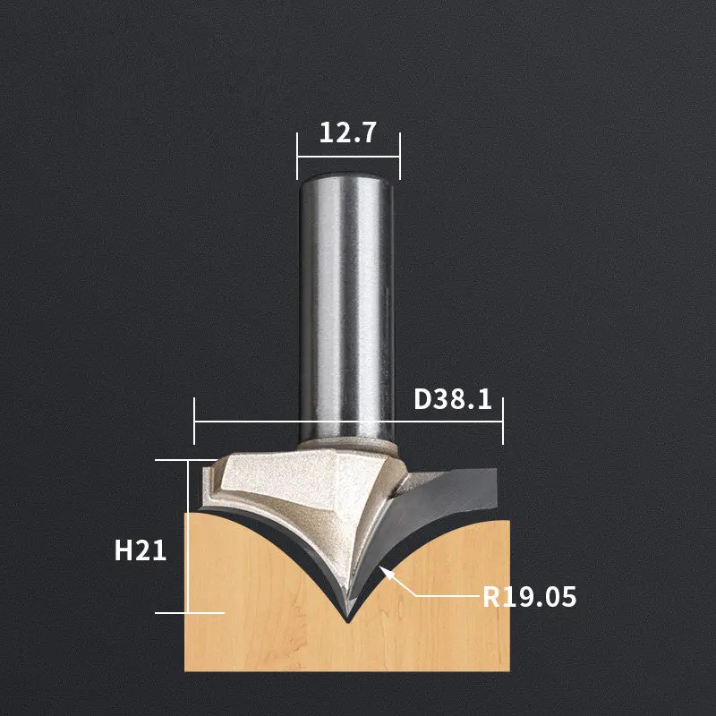 12,7 мм shank-1PCS, станок с ЧПУ деревообрабатывающий фрезерный станок, вольфрамовая твердосплавная Концевая фреза, NeedleNose Гравировальный Бит, МДФ, Деревянный инструмент - Длина режущей кромки: JZD12.7x38.1
