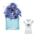 Синие парфюмерные нашивки с утюгом, цветочные украшения для одежды, аксессуары для творчества, новый дизайн, моющийся принт на футболке, утюжок с утюгом