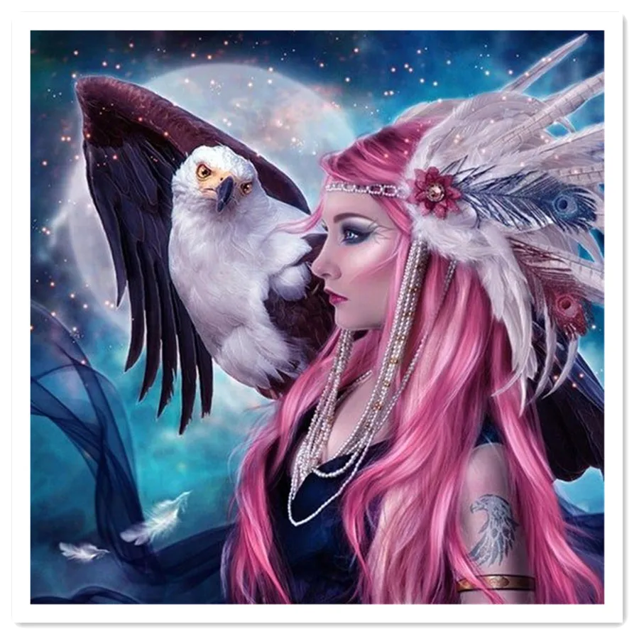 

Diy Diamond Painting Cross Stitch Full Round square Diamond Embroidery Eagle beauty Diamond Mosaic Decor Gift