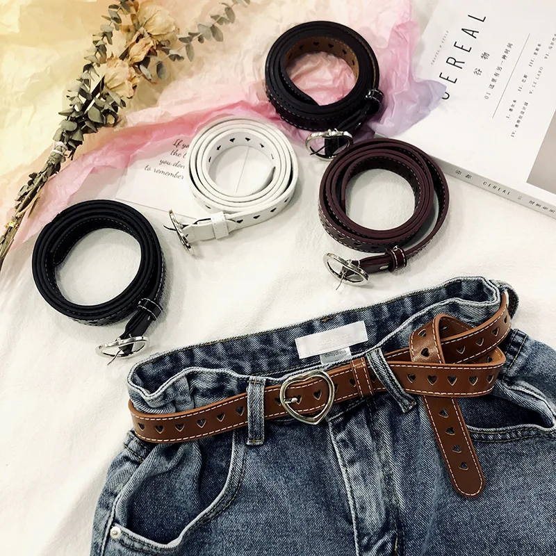 

Pu Belts for Women Fashion Jeans Classic Retro Simple Round Buckle Female Pin Denim Dress Sword Goth Luxury Punk Belt