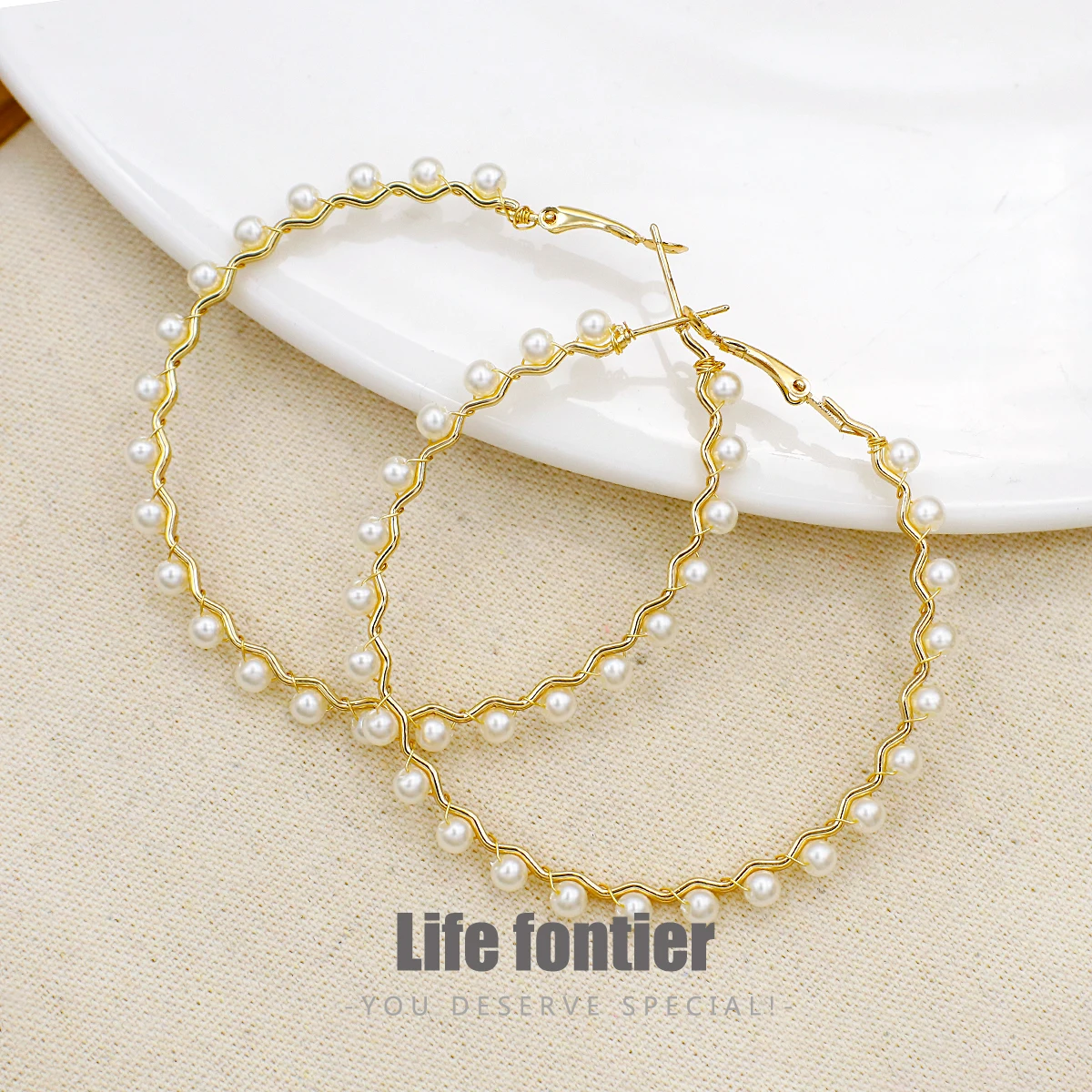 Lifefontier богемные большие серьги кольца с искусственным жемчугом женские круглые в