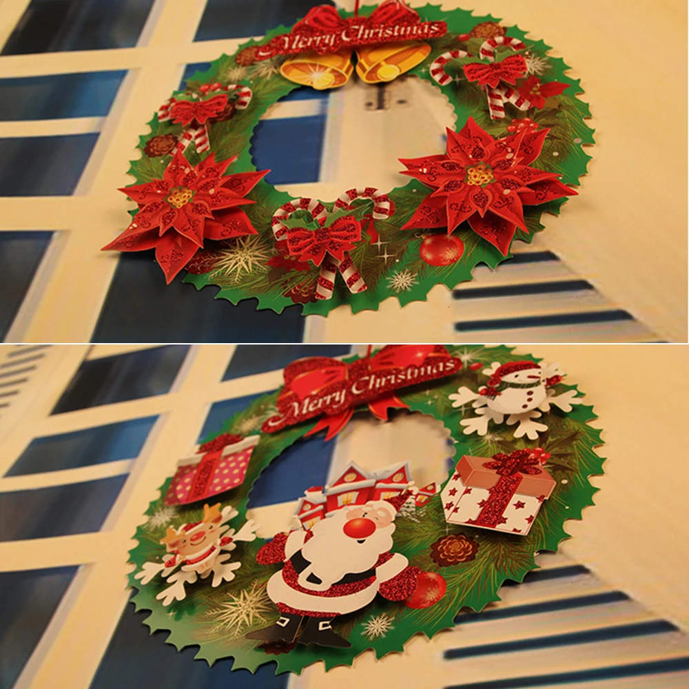 Новинка DIY Рождественское украшение для дома бумажный венок дверь орнамент