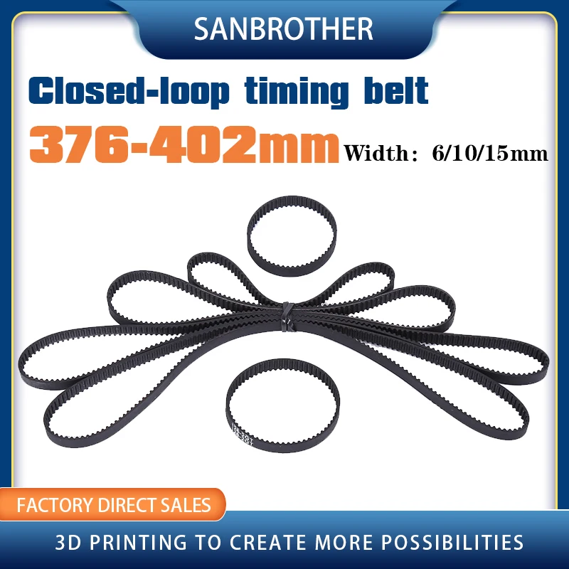 

GT2 Closed Loop Timing Belt Rubber 2GT 6mm 376 378 380 382 384 386 388 390 392 394 396 398 400 402mm Synchronous 3D Printer Part