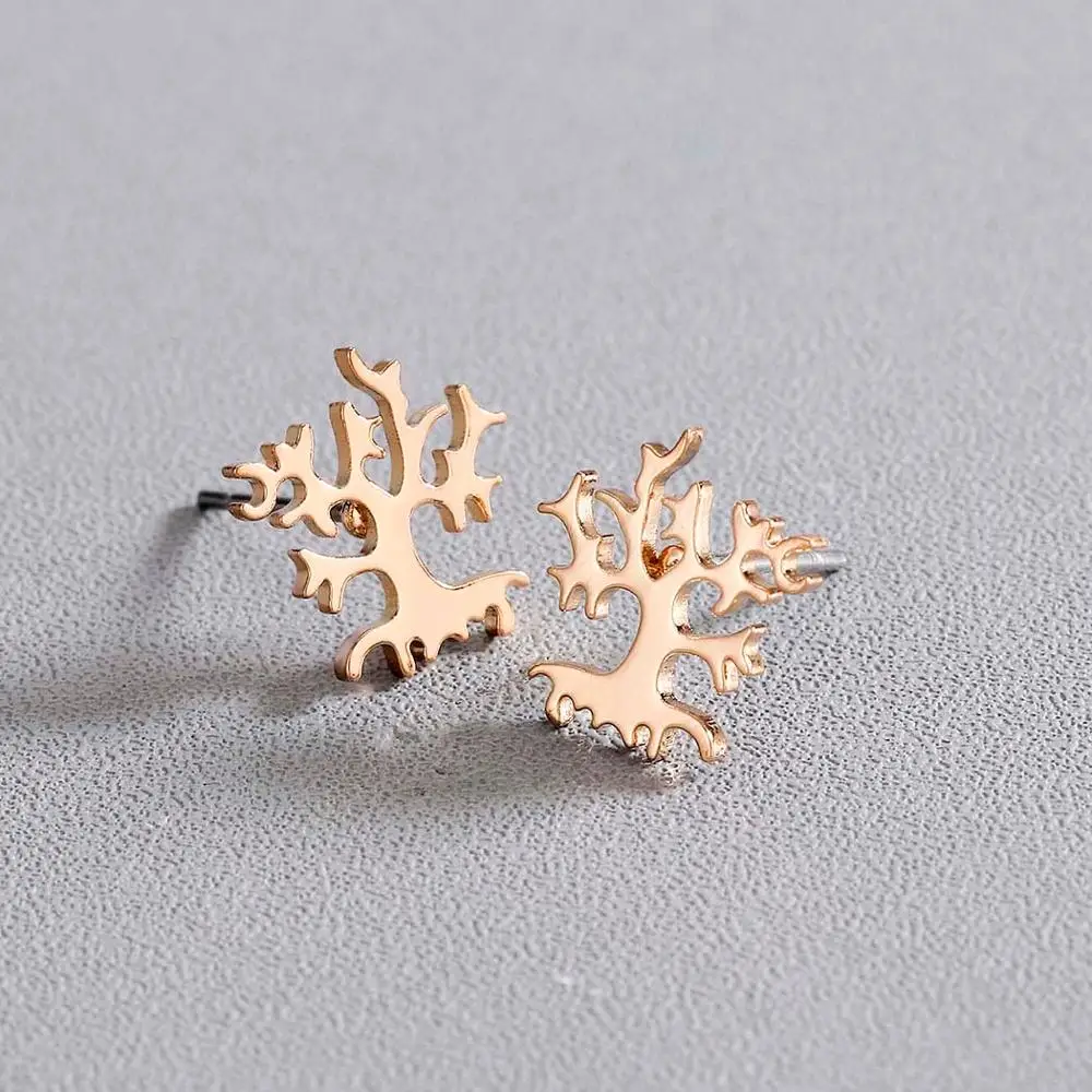Чандлер Древо жизни серьги счастливые сережки-пуссеты-растения Statement Fashion Jewelry