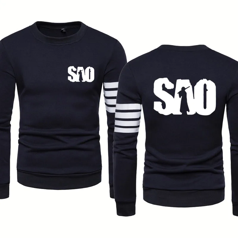 Свитшот мужской с принтом Сан-меч Повседневный хлопковый пуловер прострочкой