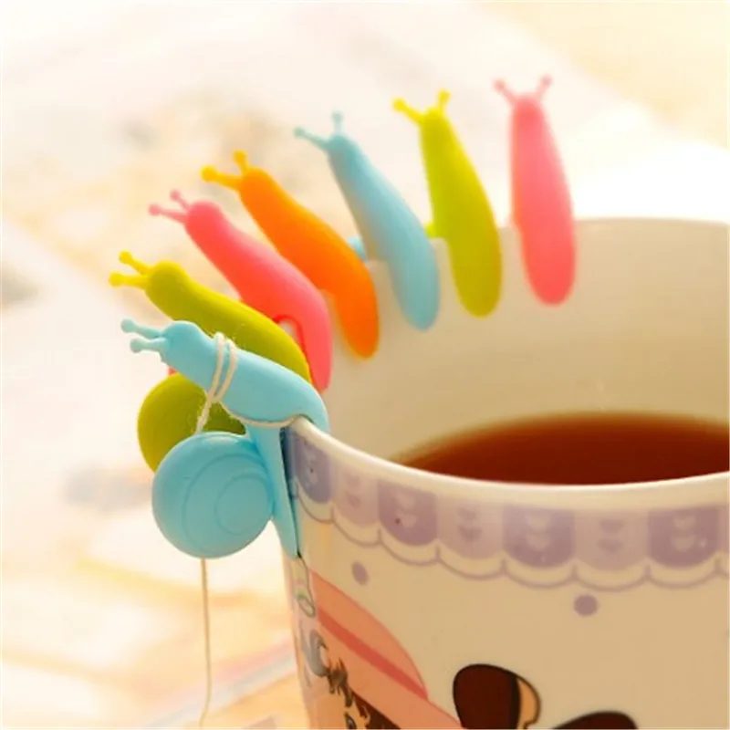 5 шт./компл. силиконовые зажимы для чайных пакетиков в форме улитки|Чайные