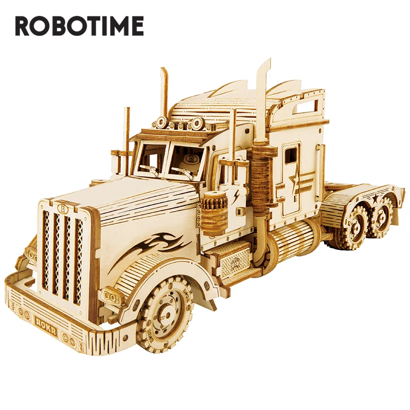 Robotime ROKR DIY 3D деревянная игра головоломка ручной работы тяжелые модели грузовиков