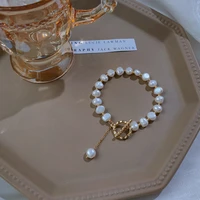 14k real gold plated special shaped baroque natural freshwater pearl vintage temperament bracelet womens wrist bracelets