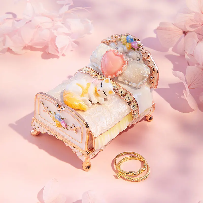 

Cy Cute Cat Bed Girl Heart Jewelry Box Bracelet Necklace Box Hand Jewelry Storage Box Gift